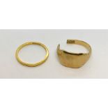 A 22ct gold wedding band (1.3g) along with a scrap 15ct gold ring (3.5g)
