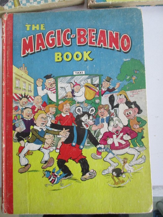 A collection of nine Beano Annuals dating from 1949 -1959, including The Magic-Beano Book (1949)