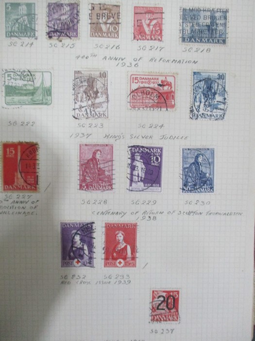 Two albums of stamps from countries including Denmark, Dominican Republic, Ecuador, Estonia, - Image 13 of 48