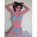 An Adam Calkin "Pop Art" cut out of a lady with removable bikini- 1 dowel missing