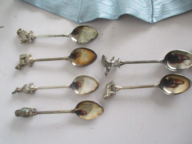 A collection of silver plated items including lighter, candle snuffer, coffee spoons etc. - Image 8 of 11