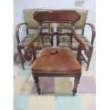 A Victorian mahogany carver- arm A/F along with a pair of Art Deco chairs