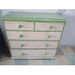 A Victorian painted pine chest of 5 drawers