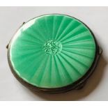 A Guilloche enamel and silver compact