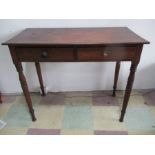 A Victorian side table with two drawers - missing handle on draw