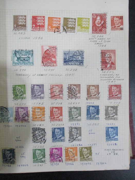 Two albums of stamps from countries including Denmark, Dominican Republic, Ecuador, Estonia, - Image 15 of 48