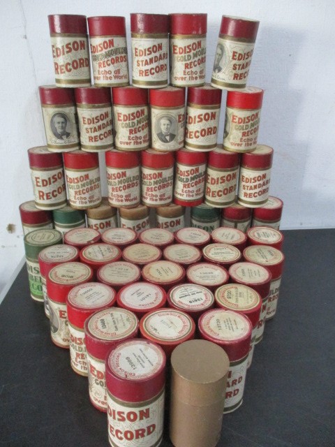 A collection of Edison wax cylinders ( 53) including Amberol,, Gold Moulded, Standard records etc.
