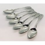 A set of six silver coffee spoons