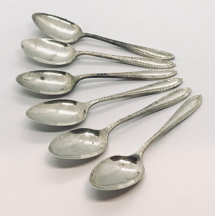 A set of six silver coffee spoons