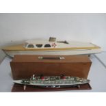 A radio control model of a motor boat "Streamlinia" along with one other- both A/F