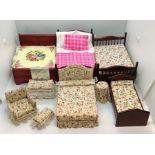 Various dolls house beds, mattresses etc