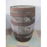 A coopered oak barrel