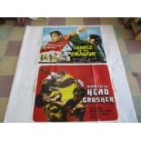 Two British quad film posters including Temple of the Dragon and Kung-Fu The Head Crusher (102cm