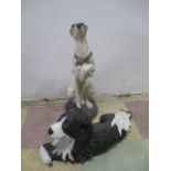 Two concrete figures of dogs, both realistically modelled- a Whippet and a Collie, whippet 50cm