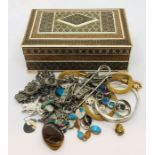 A collection of costume jewellery etc in Islamic box