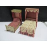 Two dolls house half tester beds