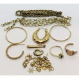 A collection of scrap 9ct gold weight 25.2g