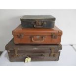 Three vintage suitcases