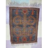 A small blue ground Eastern rug along with one other A/F