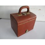 A vintage leather "Le Tanneur" Gladstone style case with lower jewellery section- keys in office