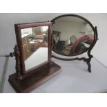 An Edwardian oval toilet mirror along with one other A/F