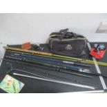 Collection of fishing rods, reels etc
