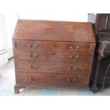 A Georgian mahogany bureau - one leg A/F