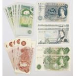 A collection of English Bank notes including £5's, £1's (some sequented) and 10 Shilling notes