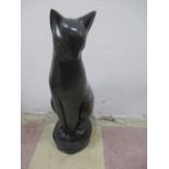 A bronzed figure of a cat, 56cm height
