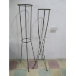Two wrought iron plant stands, tallest 156cm height