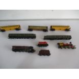 A collection of OO gauge railway locomotives and carriages including the Hornby Dublo Duchess of