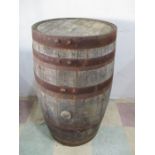 A coopered oak barrel