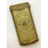 A brass needle case "Quadruple Gold Casket" by Wavery & Son, Redditch