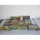 A collection of boxed model planes including Revell, Heller and Frog etc.