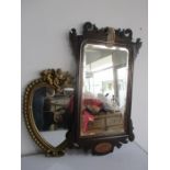 A heart shaped gilt mirror decorated with cherubs along with a Georgian wall mirror A/F