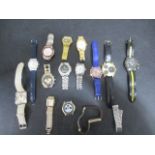 A collection of various watches including Rotary, Avia,etc