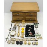 A small collection of jewellery including silver cufflinks, cross and chain etc