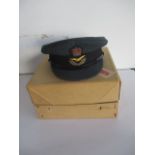 A boxed Moss Bros. RAF cap
