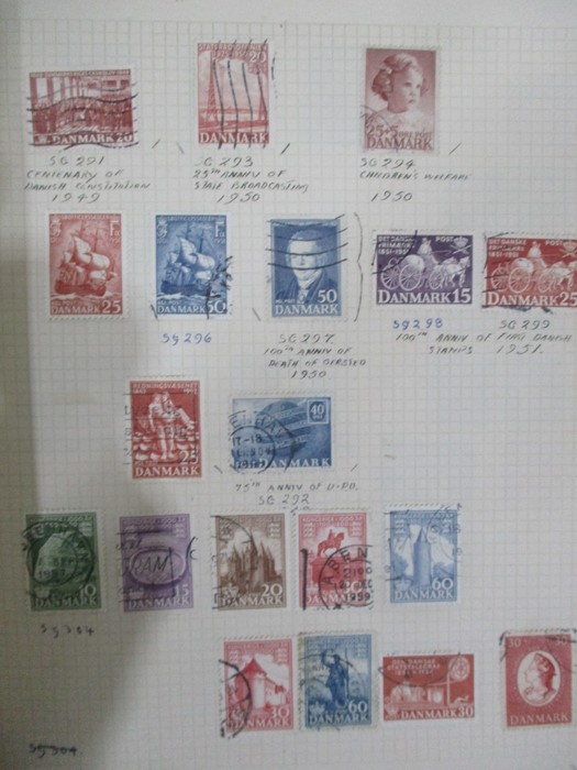 Two albums of stamps from countries including Denmark, Dominican Republic, Ecuador, Estonia, - Image 16 of 48