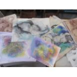 A portfolio of drawings signed "Midlane" ( Brian Midlane)- selection showing nudes, street scenes,