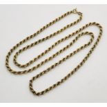 A 9ct gold rope chain. Weight 13.5g