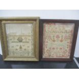 Two antique samplers both 1800's one by "Jane RIchards aged ten years", one "Sarah Ann Bonjyer aged