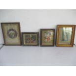 Eastern paintings (Four). Largest including frame 31cm x 23 cm, smallest including frame 22cm x