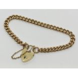 A 9ct rose gold bracelet with padlock, weight 12.1g