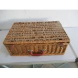 An Optima picnic wicker basket with contents