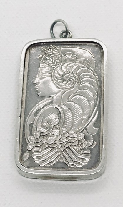 A 50g fine silver ingot in pendant mount. Weight 55.5g - Image 2 of 3