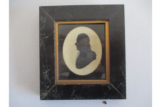 A pair of framed silhouette's, a Naval officer and a lady - Image 3 of 3