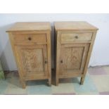 A pair of pine bedside cabinets