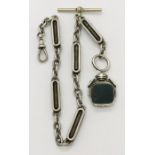 A Victorian hallmarked Albert with swivel agate fob.