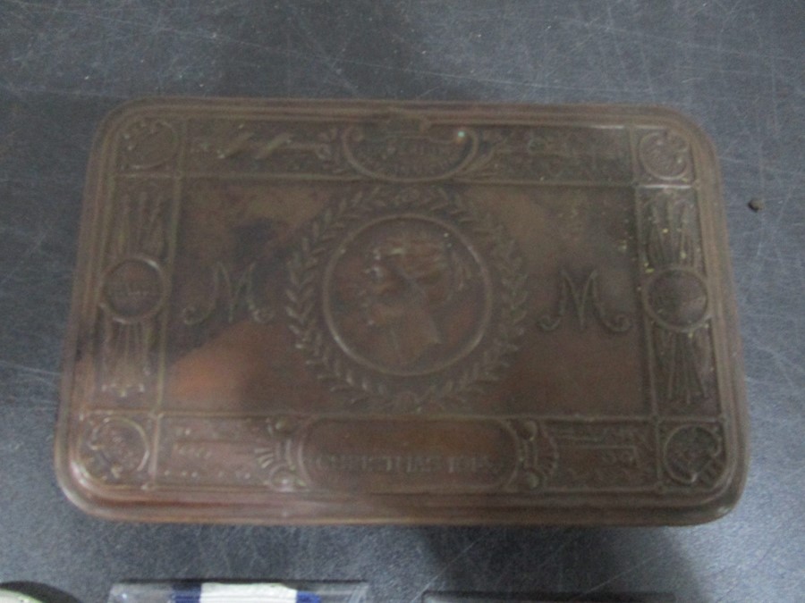 A Queen Mary Christmas tin, reproduction pair of Napoleonic medals, coins etc. - Image 2 of 8